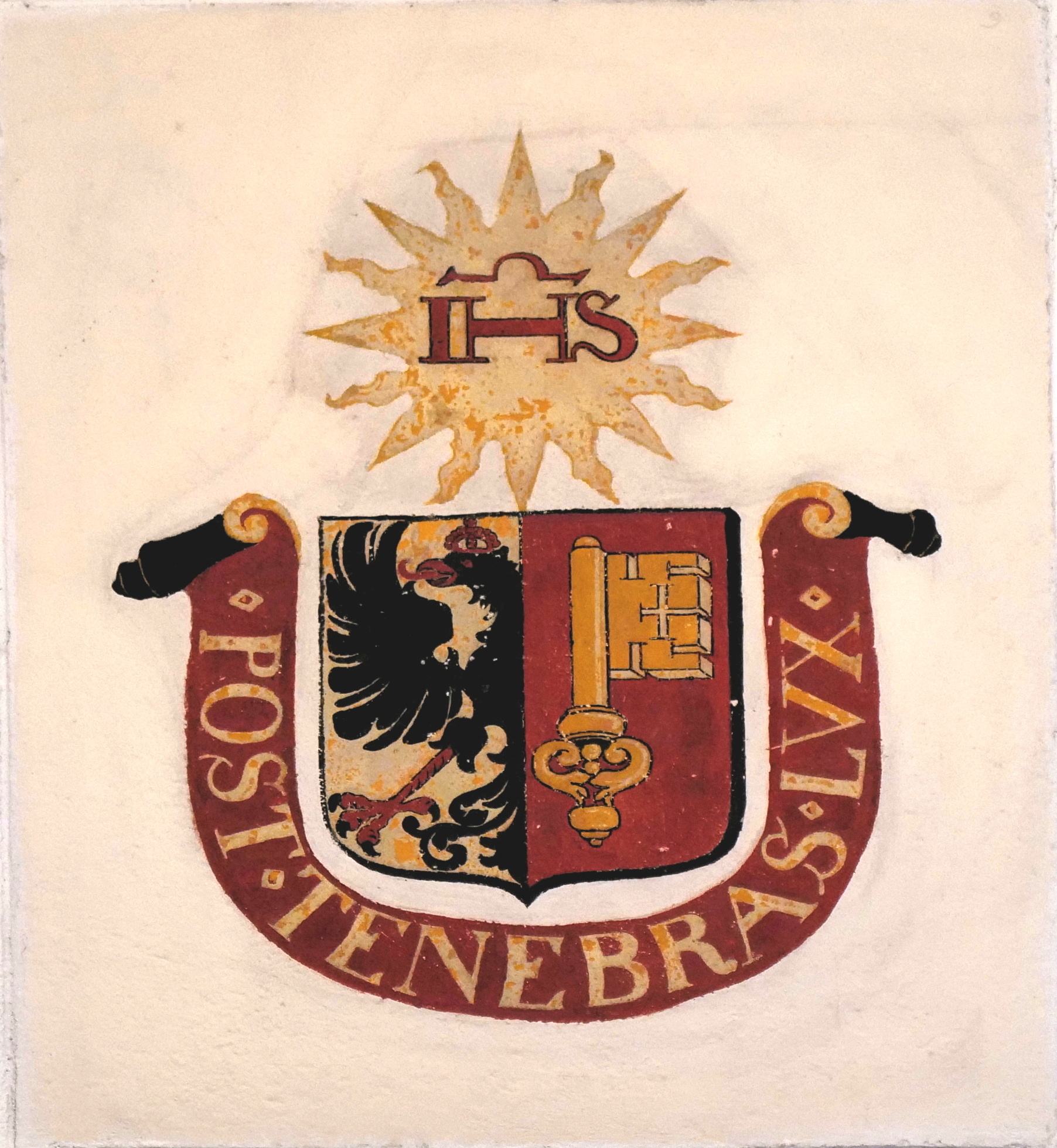 blason de Genève, dans l'entrée du temple de Vandœuvres